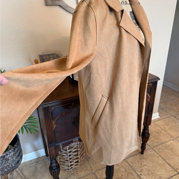 Love Tree Tan Women's Long Open Jacket - Picture 4 of 11